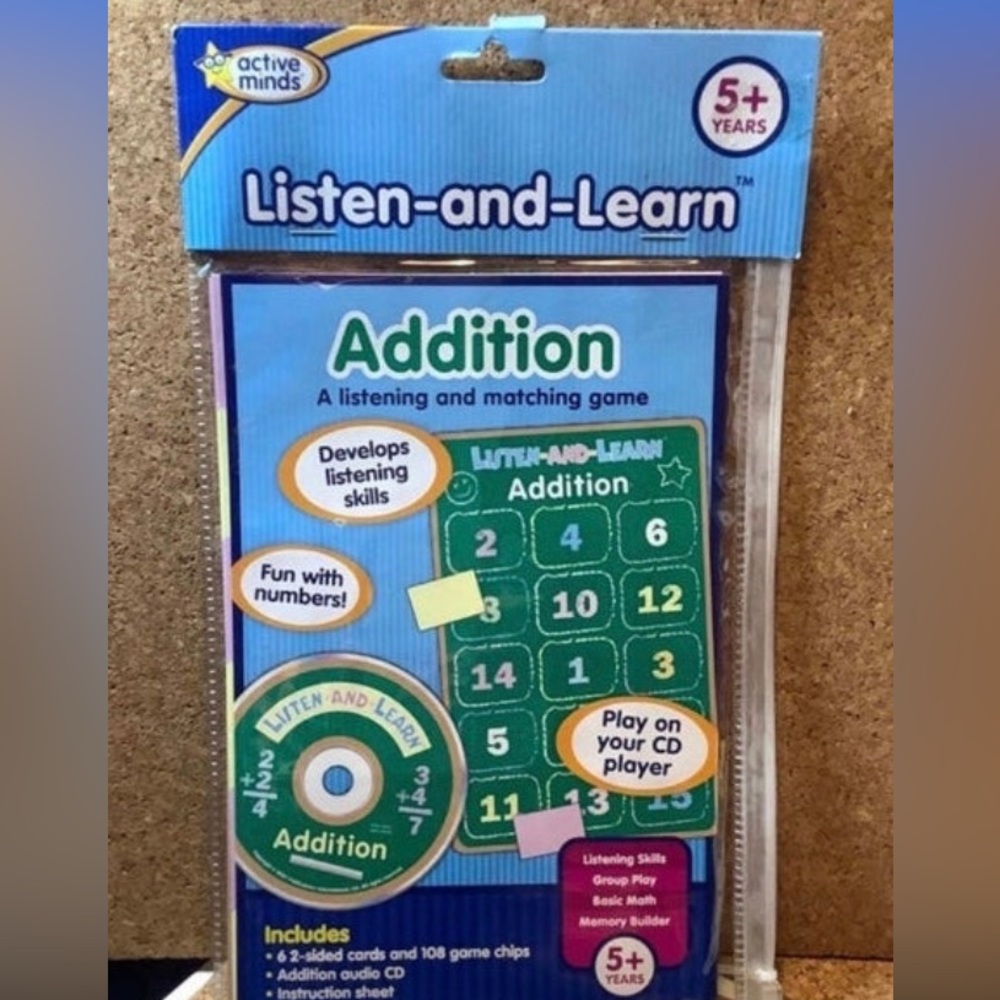 NEW Active Minds Listen and Learn Addition Listening Matching Game CD
